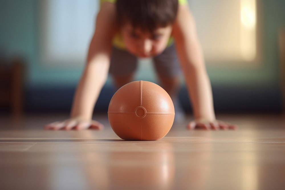 Plump boy working out sports ball determination. AI generated Image by rawpixel.