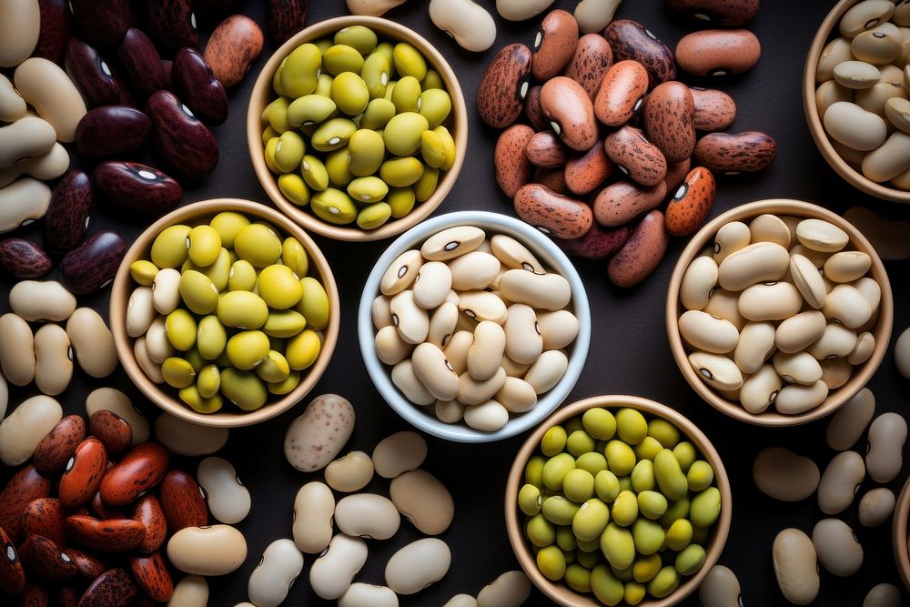 Variety of beans vegetable plant food. 