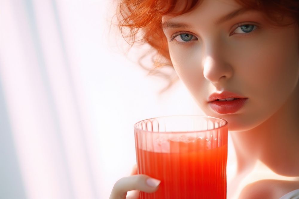 Drink tomato juice portrait drinking photo. AI generated Image by rawpixel.