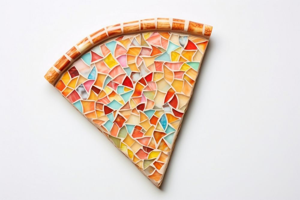 Pizza art mosaic white background.