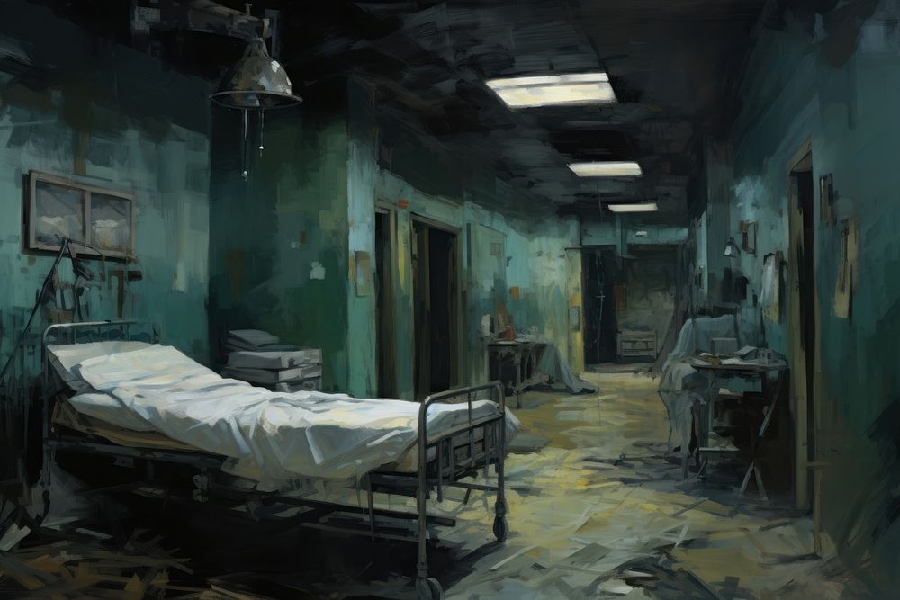  Hospital painting architecture furniture. AI generated Image by rawpixel.