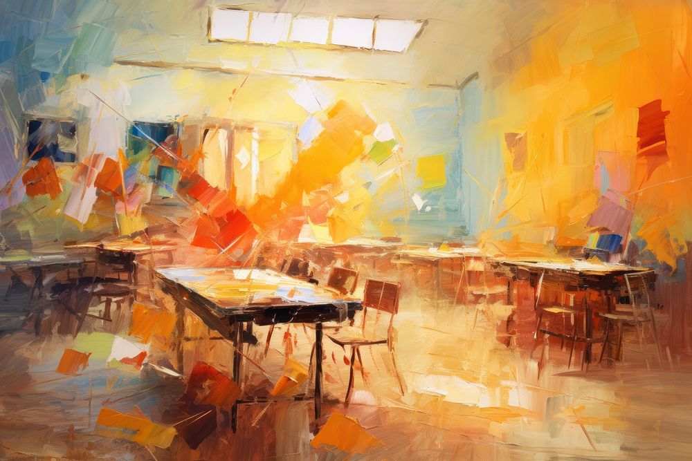  School painting architecture restaurant. AI generated Image by rawpixel.