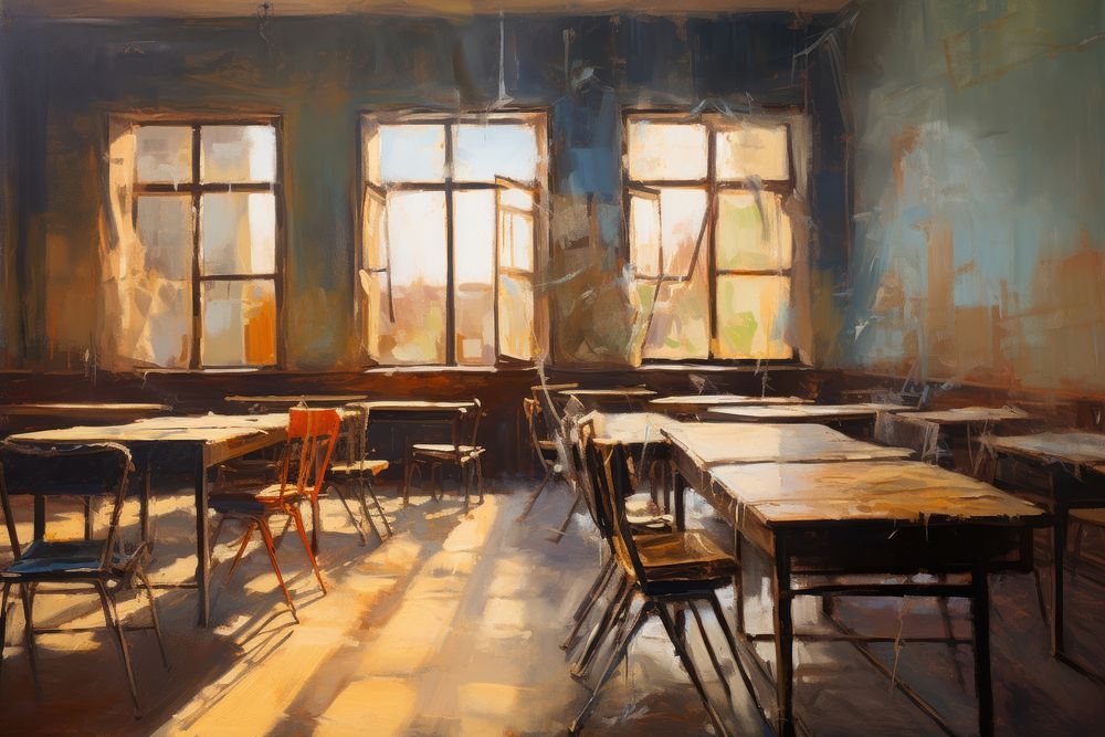  School painting architecture furniture. AI generated Image by rawpixel.