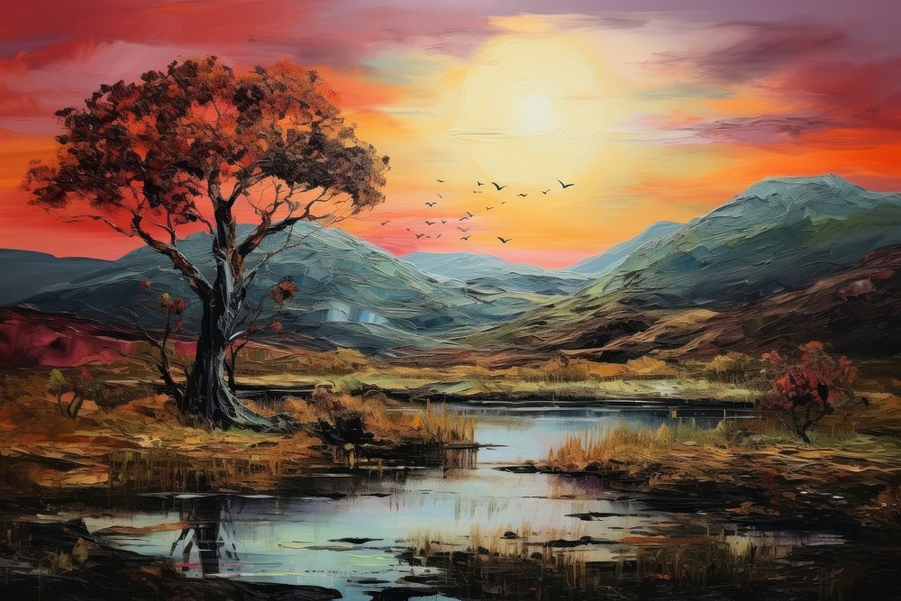  Art background landscape painting wilderness. AI generated Image by rawpixel.