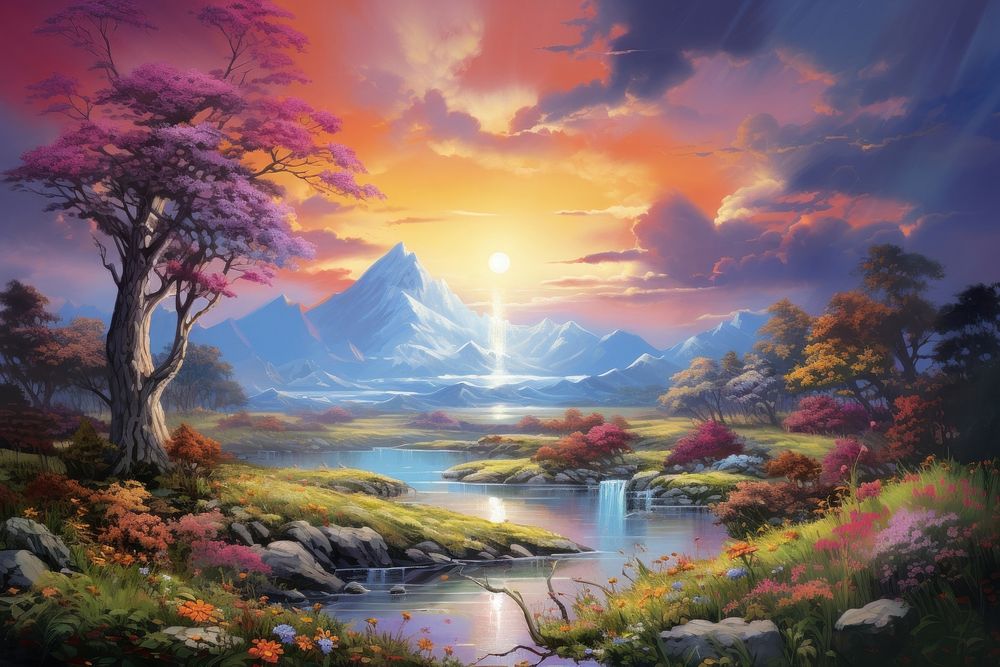  Art background landscape painting outdoors