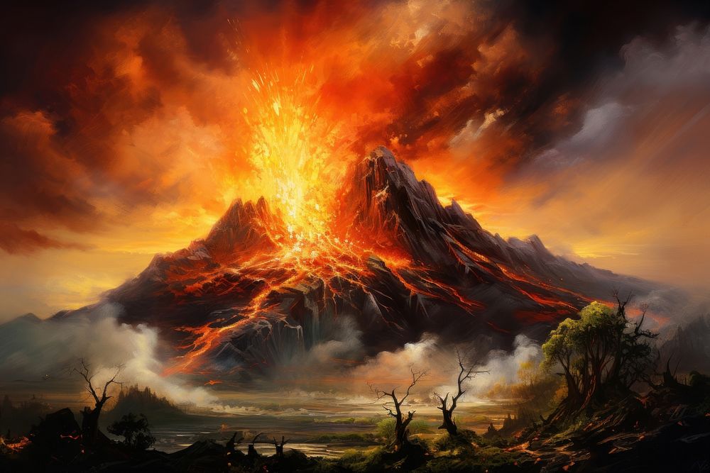 Volcano eruption mountain outdoors nature. | Free Photo Illustration ...