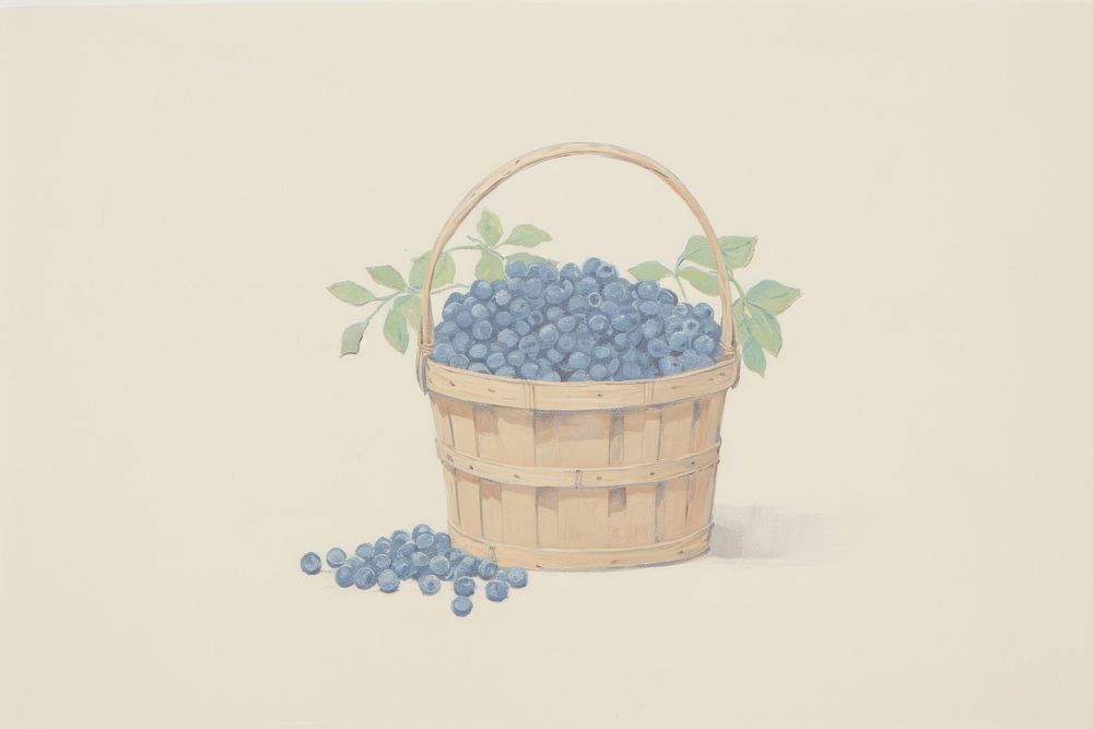 Blueberries basket blueberry painting.