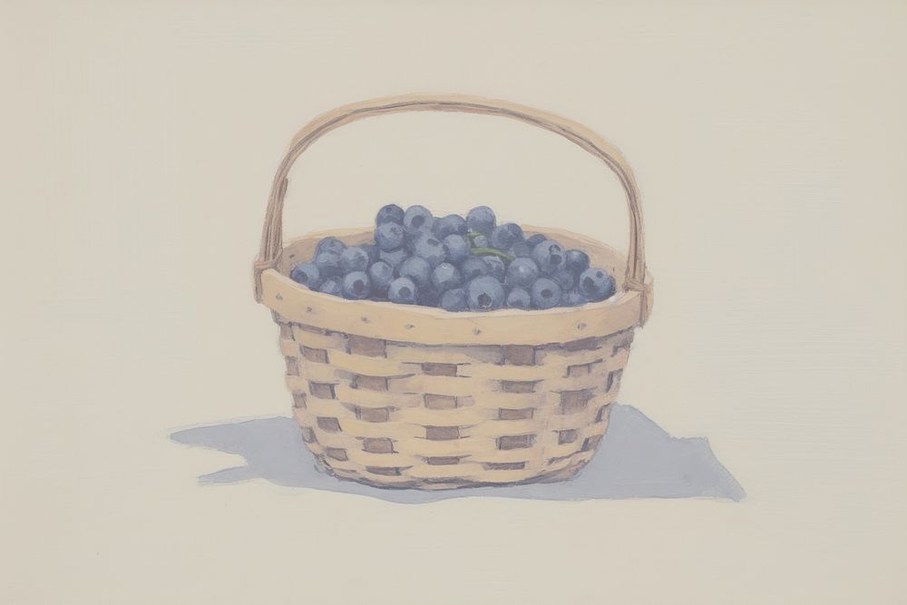 Blueberries basket painting plant.