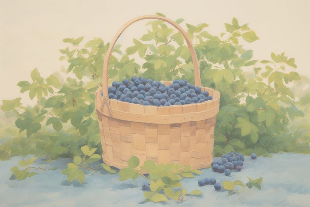 Blueberries basket blueberry painting.