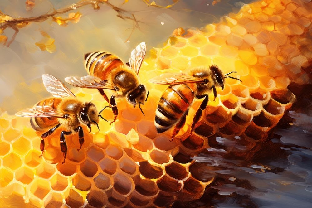Honeybees honeycomb animal insect.