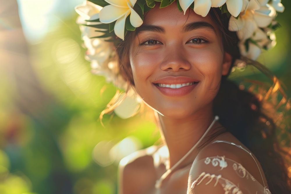 A Micronesian womans with cosmetic smile happy joy.