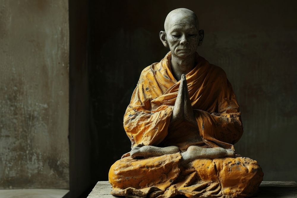 Monk pray adult representation spirituality. AI generated Image by rawpixel.