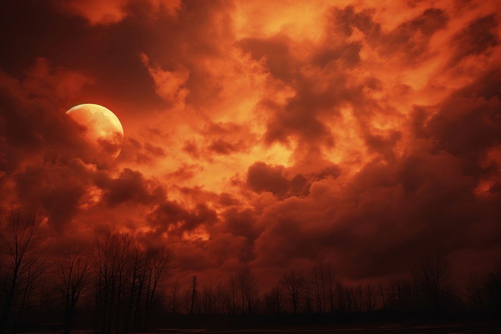 Orange sky in cloudy day astronomy outdoors nature. AI generated Image by rawpixel.