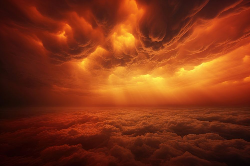 Orange sky in cloudy day outdoors nature thunderstorm. AI generated Image by rawpixel.