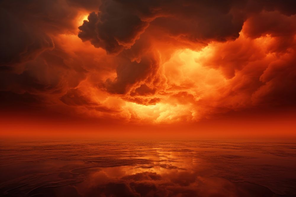 Orange sky in cloudy day outdoors horizon nature. AI generated Image by rawpixel.