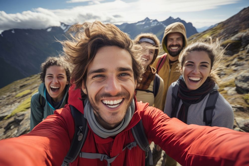 Argentinian outdoors hiking selfie.