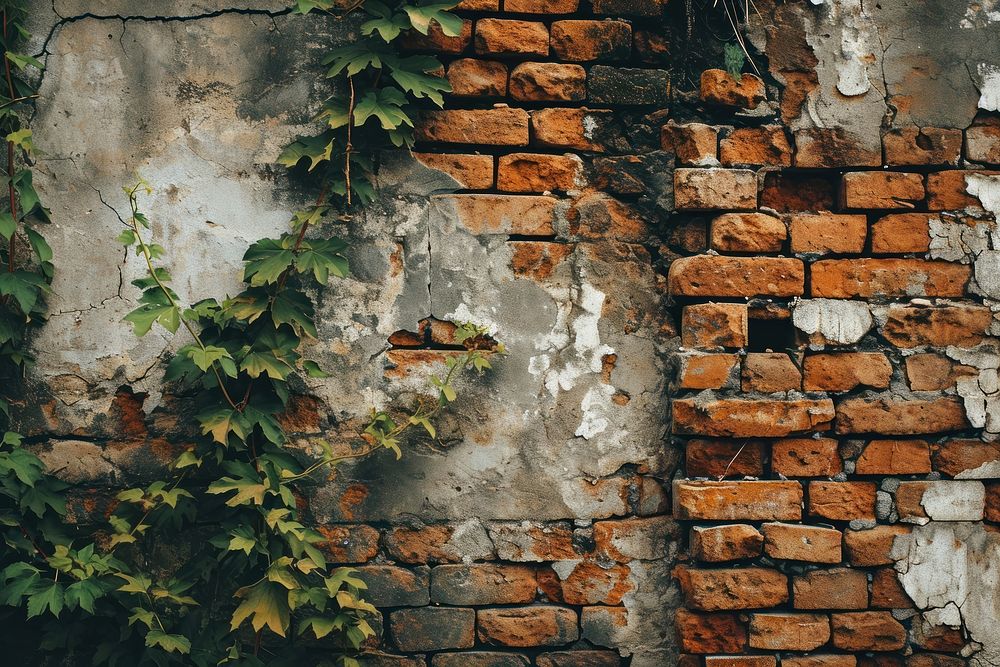 Brick wall architecture building plant. AI generated Image by rawpixel.