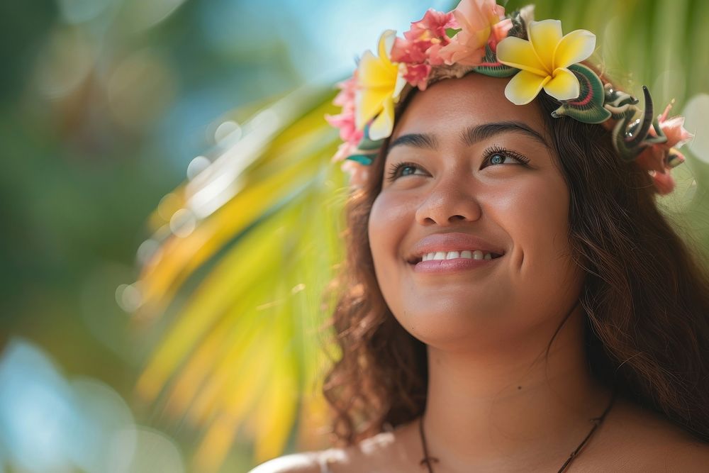 A chubby Micronesian womans with cosmetic smile adult happy.