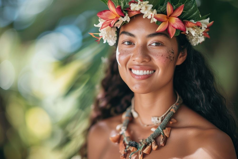 A Pacific Islander womans with cosmetic adult bride tribe.