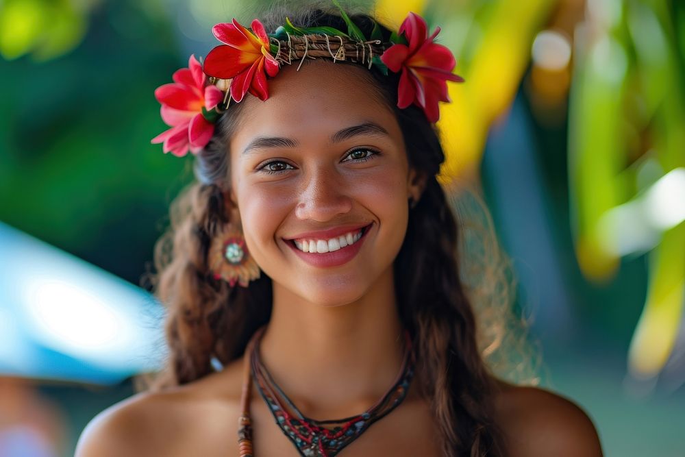 A Pacific Islander womans with cosmetic smile adult tribe.