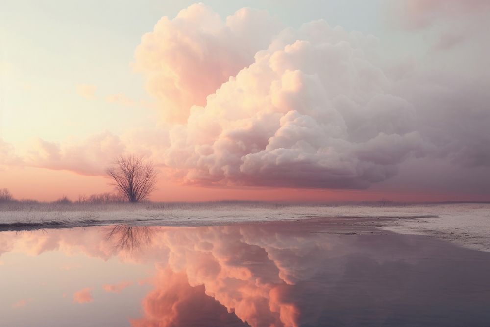 Pale sky in cloudy day outdoors nature tranquility. AI generated Image by rawpixel.