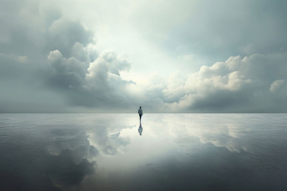 Pale sky in cloudy day landscape outdoors horizon. AI generated Image by rawpixel.