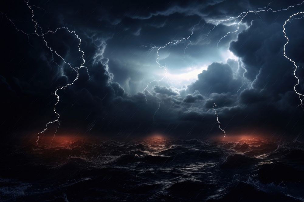 Storm nature thunderstorm lightning. AI generated Image by rawpixel.