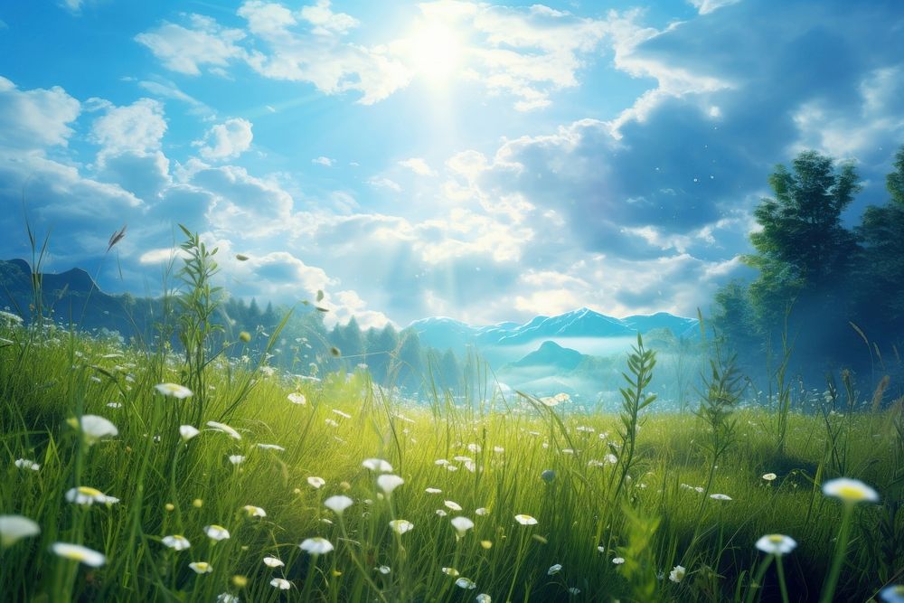 Sunny nature backgrounds landscape. AI generated Image by rawpixel.