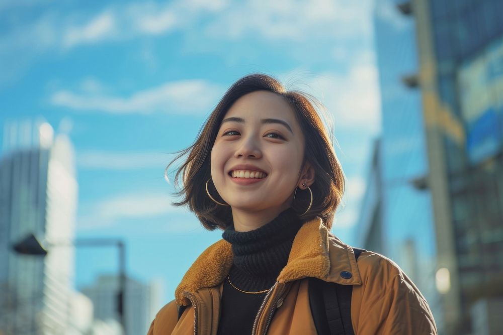 Asian woman portrait smiling smile.