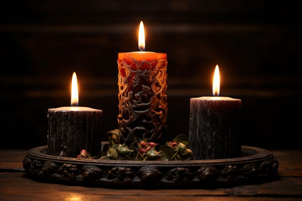  Candles light table spirituality. AI generated Image by rawpixel.