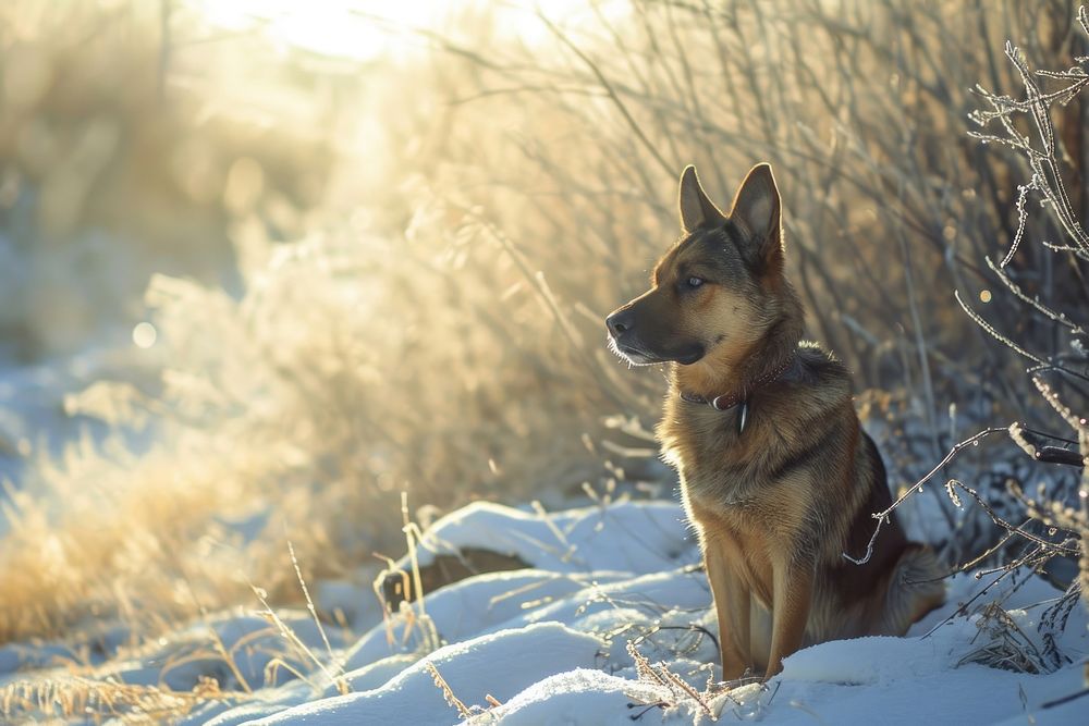 Dog landscape outdoors winter.