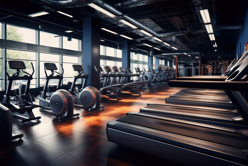 Workout training gym treadmill fitness sports. AI generated Image by rawpixel.