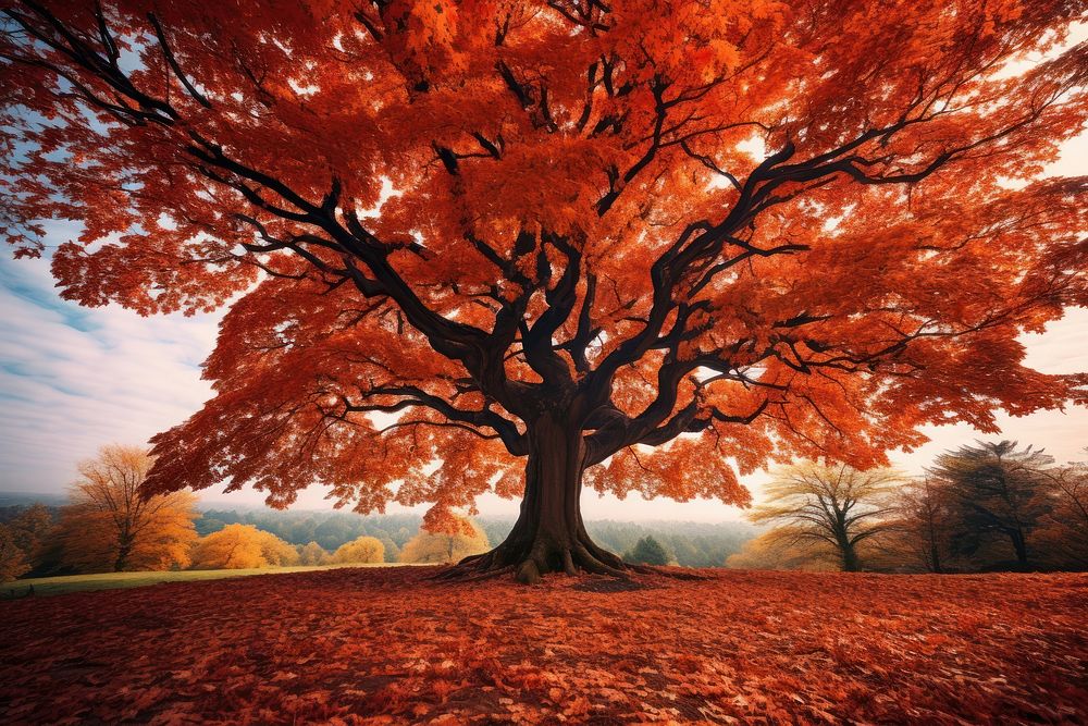  Sugar maple autumn tree outdoors. AI generated Image by rawpixel.