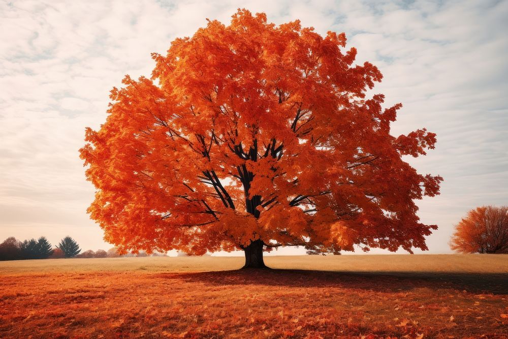  Sugar maple autumn tree plant. AI generated Image by rawpixel.