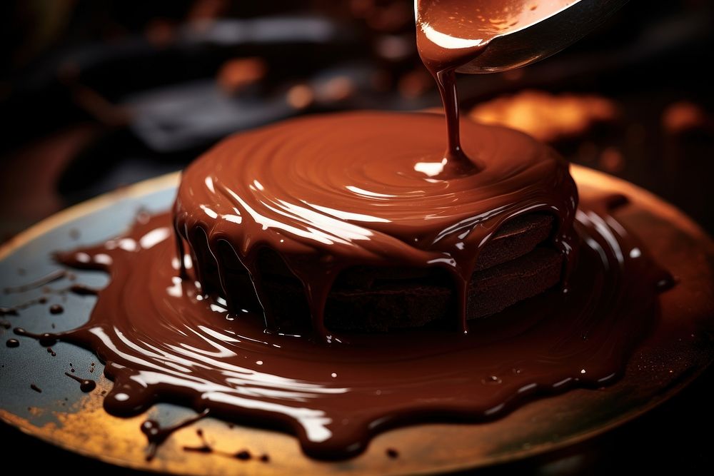 Chocolate ganache food dessert plate. AI generated Image by rawpixel.