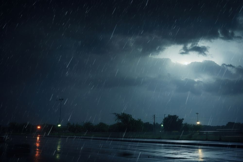 Rainy weather storm thunderstorm outdoors. AI generated Image by rawpixel.