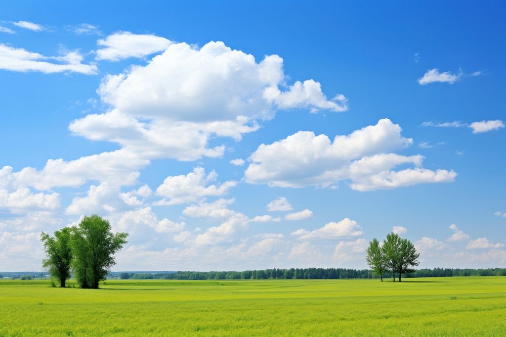 Sunny weather landscape grassland outdoors. AI generated Image by rawpixel.