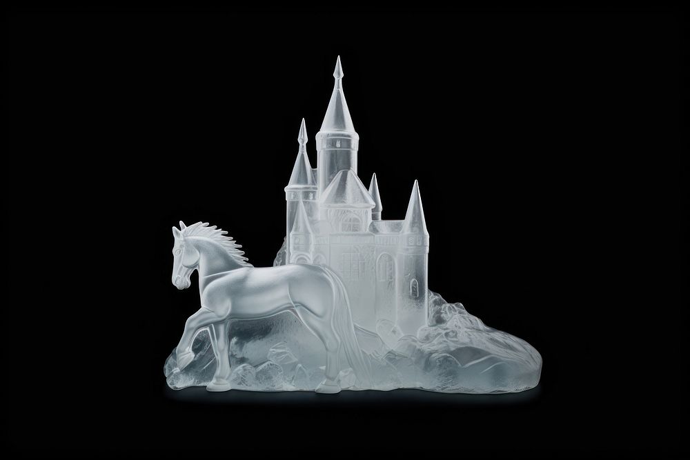 Castle frosted ice sculpture crystal animal.