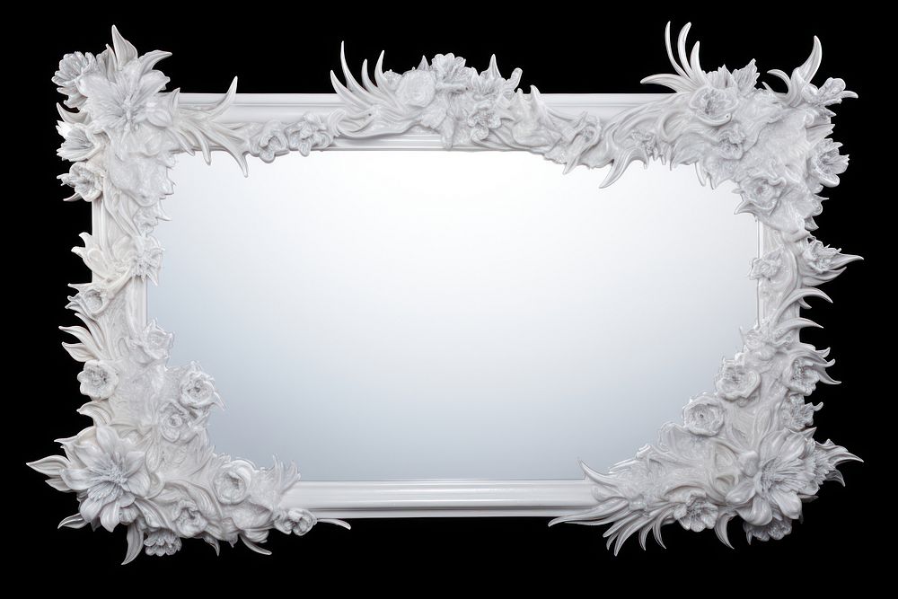 Flower frame frosted ice black background decoration mirror.