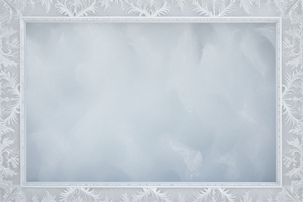 Frosted ice damask frame backgrounds winter snow.