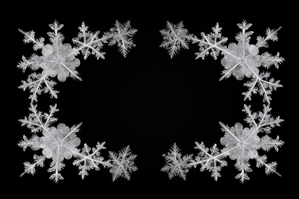 Frosted ice flake frame snowflake winter black.