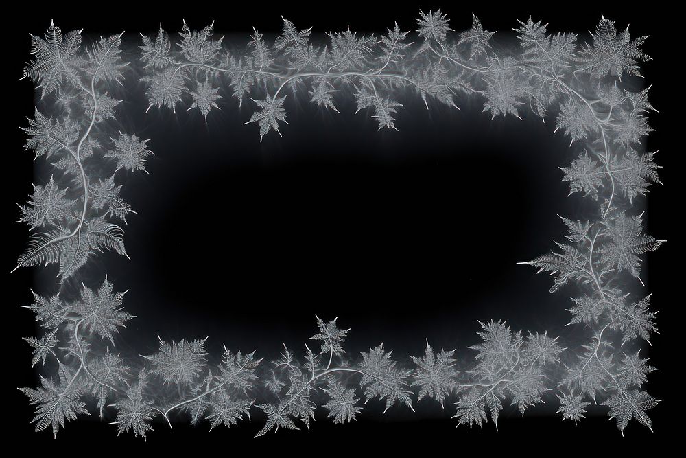 Frosted ice flakes frame backgrounds winter black.