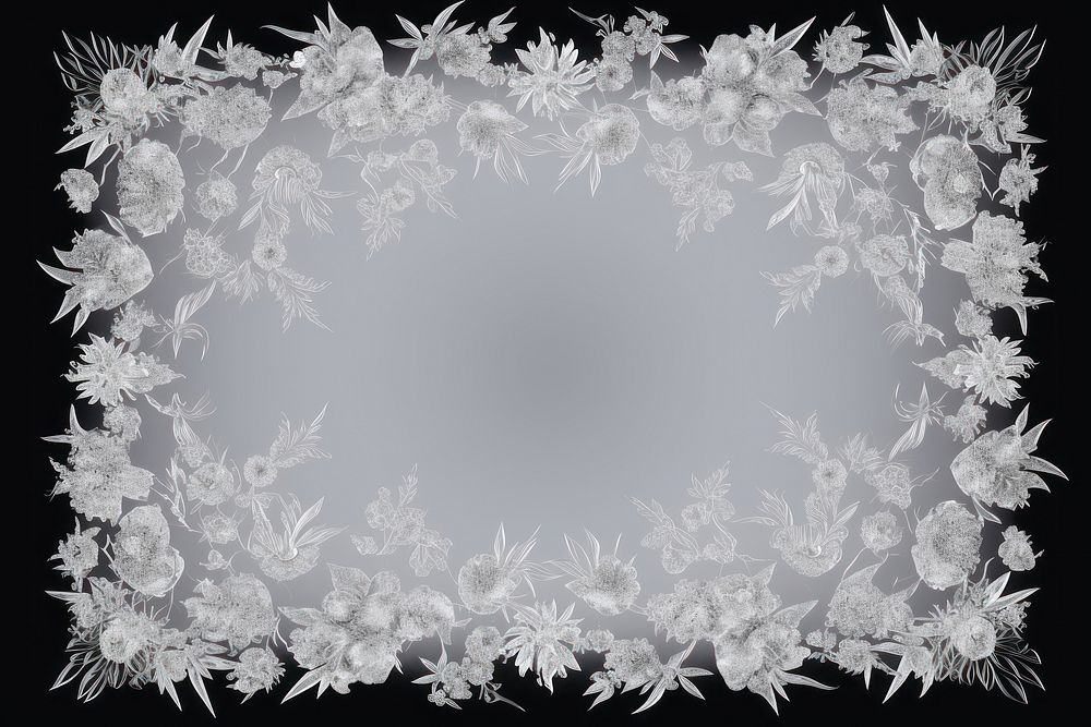 Frosted ice flower frame backgrounds black black background.