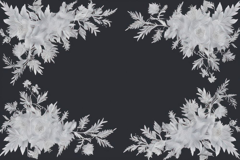 Frosted ice flower frame backgrounds black art.