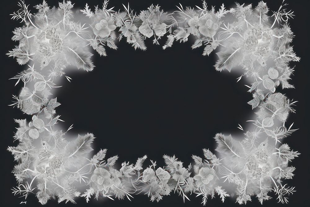 Frosted ice flower frame backgrounds black background chandelier.