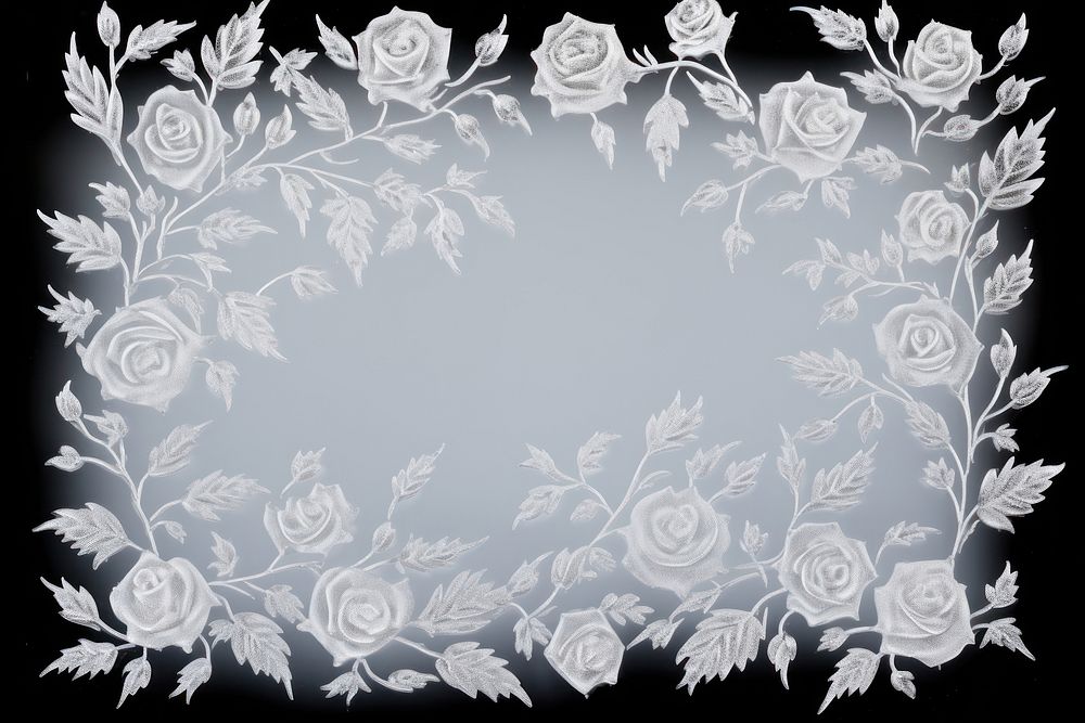 Frosted ice roses frame backgrounds pattern black background.