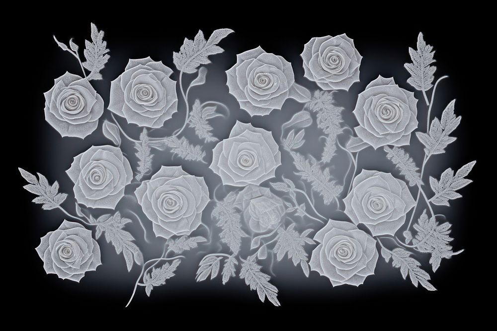 Frosted ice roses frame pattern nature flower.