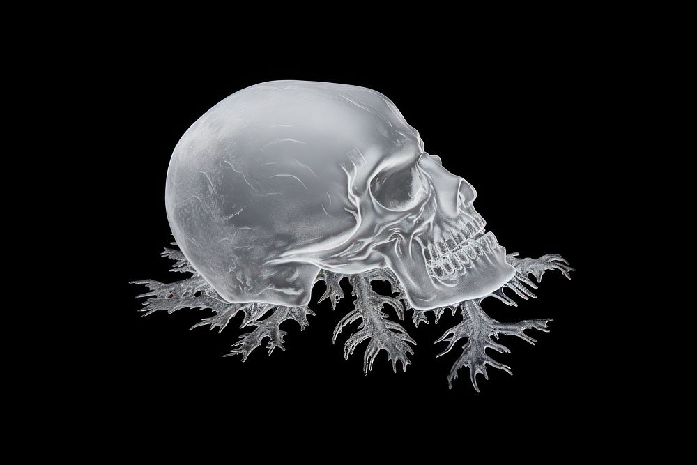 Frosted ice skull black black background invertebrate.
