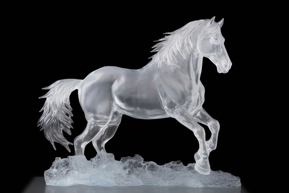 Horse frosted ice sculpture stallion animal.
