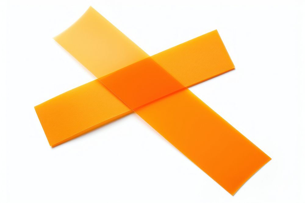 Glossy orange vinyl adhesive strip symbol cross white background. AI generated Image by rawpixel.